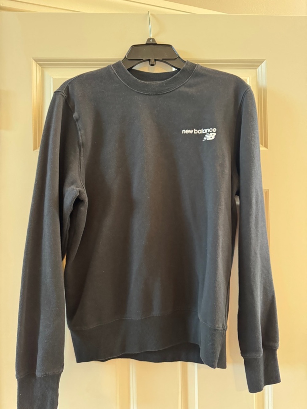 New Balance Men's Black Crewneck Sweatshirt with White Logo